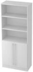 Kombischrank JENA, 5 OH, B 800 x T 420 x H 2004 mm, 2 OH Holzt&uuml;ren, lichtgrau