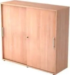 Schiebet&uuml;renschrank, 3 OH, B 1200 x T 400 x H 1100 mm, Nussbaum-Dekor
