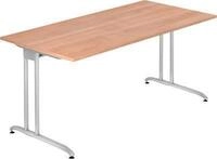 Schreibtisch TARA, C-Fu&szlig;, Rechteck, B 1600 x T 800 x H 720 mm, Nussbaum-Dekor
