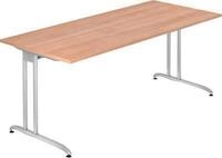 Schreibtisch TARA, C-Fu&szlig;, Rechteck, B 1800 x T 800 x H 720 mm, Nussbaum-Dekor