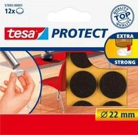 tesa&reg; Filzgleiter Protect&reg;, rund, selbstklebend, &Oslash; 22 mm, braun, 12 St&uuml;ck