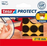 tesa&reg; Filzgleiter Protect&reg;, rund, selbstklebend, &Oslash; 18 mm, braun, 16 St&uuml;ck