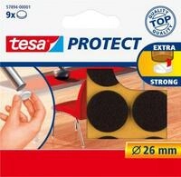 tesa&reg; Filzgleiter Protect&reg;, rund, selbstklebend, &Oslash; 26 mm, braun, 9 St&uuml;ck