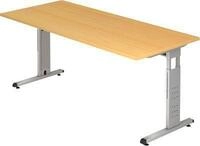 Schreibtisch ULM, C-Fu&szlig;, Rechteck, B 1800 x T 800 x H 650-850 mm, Buche-Dekor