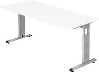 Schreibtisch ULM, C-Fu&szlig;, Rechteck, B 1800 x T 800 x H 650-850 mm, wei&szlig;