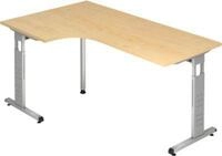 Eckschreibtisch ULM, li. od. rechts, B 2000 x T 1200 x H 650-850 mm, Ahorn-Dekor