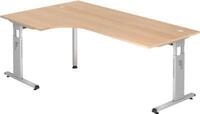 Eckschreibtisch ULM, li. od. rechts, B 2000 x T 1200 x H 650-850 mm, Eiche-Dekor