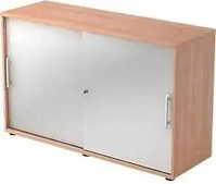 Schiebet&uuml;renschrank JENA, 2 OH, Front silber, B 1200 x T 400 x H 748 mm,