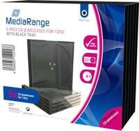 CD/DVD-Leerh&uuml;lle, transparent, schwarzer Tray, Jewelcase, 5 St&uuml;ck