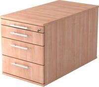 Rollcontainer, 3 Sch&uuml;be, 1 Utelsilienauszug, B 428 x T 800 x H 512 mm, Nussbaum