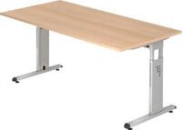 Schreibtisch ULM, C-Fu&szlig;, Rechteck, B 1600 x T 800 x H 650-850 mm, Eiche-Dekor