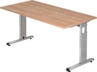 Schreibtisch ULM, C-Fu&szlig;, Rechteck, B 1600 x T 800 x H 650-850 mm, Nussbaum-Dekor