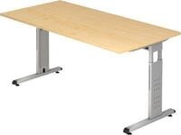 Schreibtisch ULM, C-Fu&szlig;, Rechteck, B 1600 x T 800 x H 650-850 mm, Ahorn-Dekor