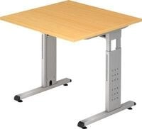 Schreibtisch ULM, C-Fu&szlig;, Rechteck, B 800 x T 800 x H 650-850 mm, Buche-Dekor