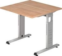 Schreibtisch ULM, C-Fu&szlig;, Rechteck, B 800 x T 800 x H 650-850 mm, Nussbaum-Dekor