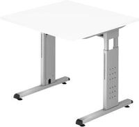 Schreibtisch ULM, C-Fu&szlig;, Rechteck, B 800 x T 800 x H 650-850 mm, wei&szlig;