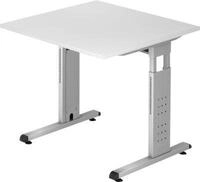 Schreibtisch ULM, C-Fu&szlig;, Rechteck, B 800 x T 800 x H 650-850 mm, lichtgrau