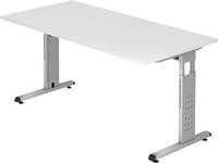Schreibtisch ULM, C-Fu&szlig;, Rechteck, B 1600 x T 800 x H 650-850 mm, lichtgrau