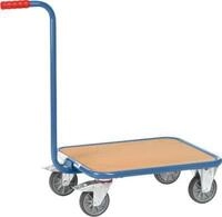 Griffroller, mit Holzplattform, L 600 x B 500 mm, bis 250 kg, Stahlrohr, blau