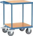 Tischwagen, schwer, 2 Etagen, L 600 x B 600 mm, bis 500 kg, Stahl/Holz, blau