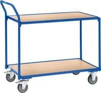Fetra Tischwagen, 2 Etagen, L 1000 x B 600 mm, bis 300 kg, 2 Schiebeb&uuml;gel, Lenk- &