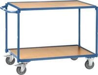 Tischwagen, leicht, 2 Etagen, L 1000 x B 600 mm, bis 300 kg, Stahl/Holz, blau