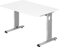 Schreibtisch ULM, C-Fu&szlig;, Rechteck, B 1200 x T 800 x H 650-850 mm, wei&szlig;
