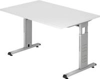 Schreibtisch ULM, C-Fu&szlig;, Rechteck, B 1200 x T 800 x H 650-850 mm, lichtgrau