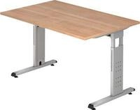 Schreibtisch ULM, C-Fu&szlig;, Rechteck, B 1200 x T 800 x H 650-850 mm, Nussbaum-Dekor