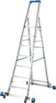 Stufenstehleiter, mit 7 Stufen, Aluminium, fahrbar mit Traverse