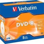 Verbatim&reg; DVD-R, bis 16fach, 4,7 GB/120 min, 5er Jewelcase