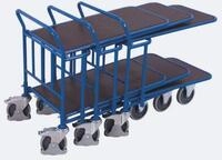 C+C Wagen, Stahl/Siebdruckplatte, Enzianblau/Dunkelbraun, 2 Etagen, L 1030 x B 700