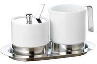 Zucker- und Sahneset ADAM, 4-tlg., wei&szlig;es Porzellan, Edelstahl, Sahnegie&szlig;er 0,25 l,