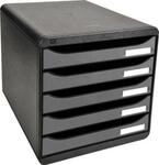 Exacompta Big Box Plus Metallic Silber, 5 offene Schubladen A4/A4+/24x32, leise,