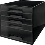 LEITZ&reg; Schubladenbox WOW CUBE 5214, 5 Sch&uuml;be, DIN A4, Polystyrol, schwarz