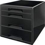 LEITZ&reg; Schubladenbox WOW CUBE 5213, 4 Sch&uuml;be, DIN A4, Polystyrol, schwarz