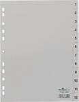 Durable Kunststoffregister, A4 hoch, Zahlen 1-12, grau
