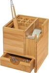 Wedo Tischorganizer Bambus W&uuml;rfel, mit Klebefilmabroller, Stifteinsatz, Schublade