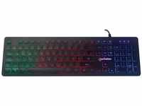 Manhattan Gaming USB Keyboard, Low Force Key Edition, 12 Multimedia Keys, Rainbow-LED