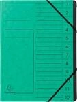 Exacompta Dokumentenmappe, DIN A4, Gummizugverschluss, Karton, 12 F&auml;cher, gr&uuml;n