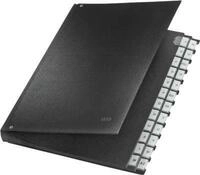 LEITZ&reg; Pultordner, f&uuml;r DIN A4, alphabetisch, 26 F&auml;cher, Graupappe, schwarz