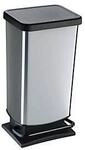 Treteimer Rotho PASO, 40 l, rechteckig, geruchsdicht, Kunststoff (BPA-frei), silber