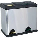 MSV Edelstahl-Abfalleimer, 3 Beh&auml;lter mit je 8L, Tretmechanismus, Tragegriff, f&uuml;r