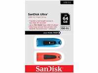 Sandisk Ultra - USB-Flash-Laufwerk - 64 GB - USB 3.0 - Blau, Rot (Packung mit 2)