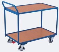 Sch&auml;fer Shop Select Tischwagen, leicht, Stahl/MDF-Platte, Enzianblau/Buche-Dekor, 2