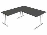 Schreibtisch Toledo, mit Anbautisch, höhenverstellbar, C-Fuß, B 1600 x T 800 mm,