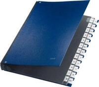 LEITZ&reg; Pultordner, f&uuml;r DIN A4, alphabetisch, 26 F&auml;cher, Graupappe, blau