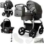 Bergsteiger Kinderwagen Capri + Babyschale + Isofix-Station grau 4194239