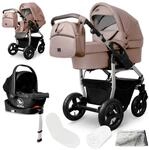 Bergsteiger Kinderwagen Capri + Babyschale + Isofix-Station braun 4194242