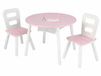 KidKraft® Runder Aufbewahrungstisch mit zwei Stühlen, weiß/rosa